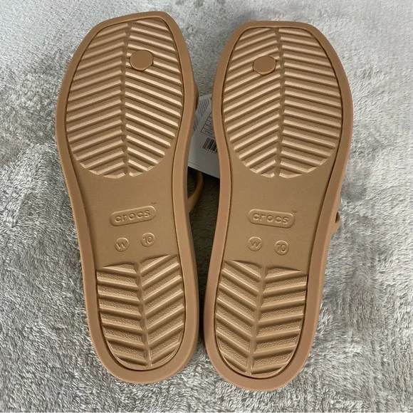 Crocs Miami Metallic Toe Loop Sandals Womens Size 10 Beige Strappy NEW - Picture 9 of 10